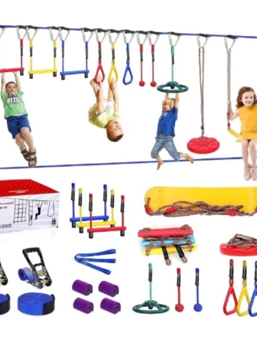 Kids Multi-Activity Playground Set - Colorful Swing & Climbing Accessories